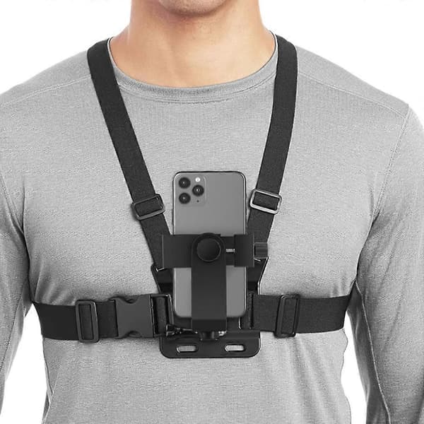 Matkapuhelimen rintavaljaat pidike pyörivällä puhelinpidikkeellä Black One Size