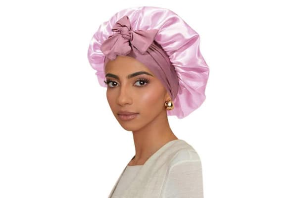 Dame Sateng Natt Sovehette Hårbånd Hatt Hodeplagg Bred Pink One Size