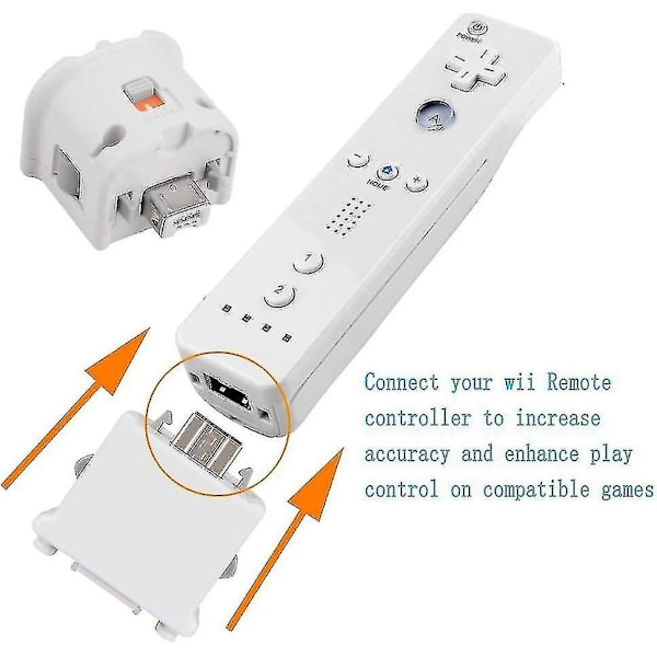2 stk Motion Plus Adapter Sensor for Wii Fjernkontroll, Motion Plus Adapter Akselerator Erstatning for Wii Motion Plus Adapter White