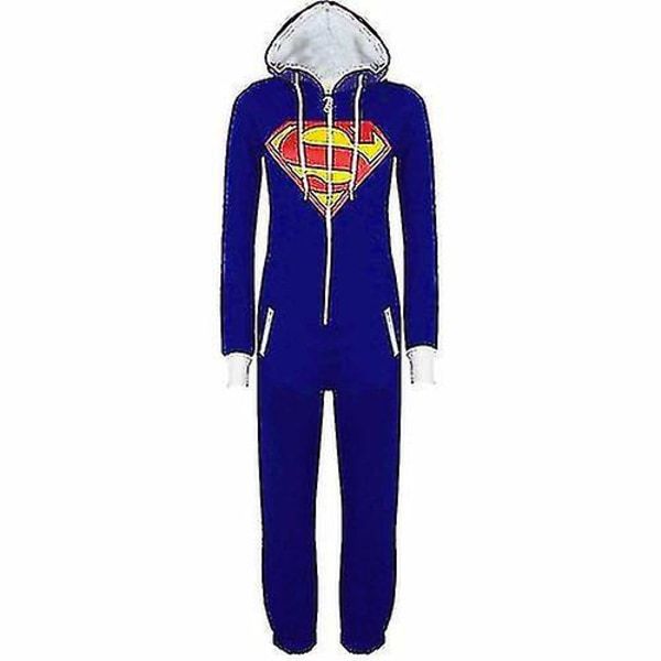 Ny Voksen Superhelt Cosplay Pyjamas Unisex Blå Svart Flaggermus Mønster Rolle Onesie Høst Vinter Hettematte En Del Soveklær Hjemmetøy Høy Kvalitet Blue M