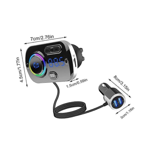 2025 Bluetooth MP3-afspiller med QC3.0 hurtigopladning til bil FM-sender