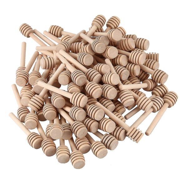 100 Pack Of Mini 3 Inch Wood Honey Dipper Sticks, Individually Wrapped, Server For Honey Jar Dispense Honey, Wedding Party Favors-YuJia