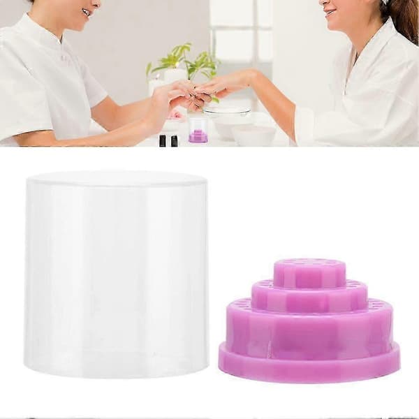 48 pladser neglebor bit etui holder manicure værktøj organizer display stand lilla