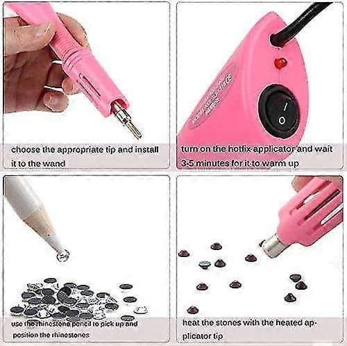 Hotfix Rhinestone Applicator Tool, strassapplikator värmeapplikatorstav, 7-i-1 Hot Fix Rhinestone Applicator Wand Setter Tool Kit med stöd