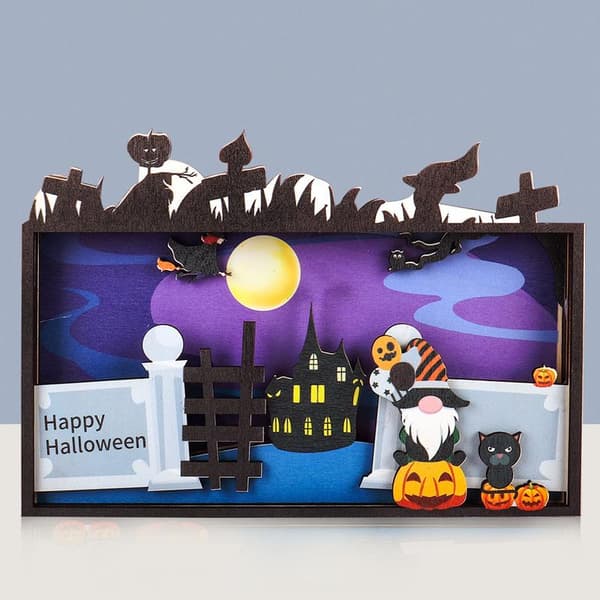 Halloweenpynt i træ, sjov klassisk retro bærbar