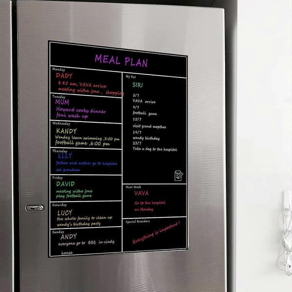 Magnetisk whiteboard kjøleskap myk whiteboard mobil ukeplanlegger