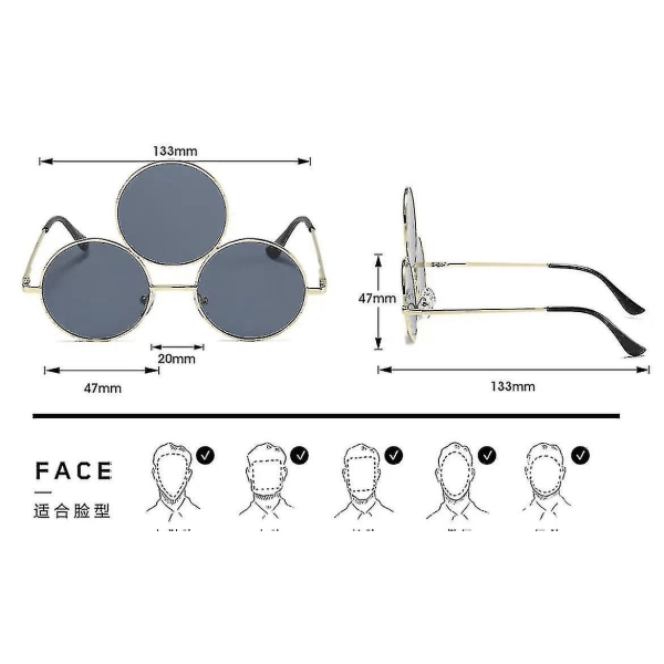 2023 Nye Third Eye Runde Solbriller Kvinner/Herre Reflekterende Speilvendte Svarte Holiday Solbriller Tre linser Eyewear Shades Uv400 blue