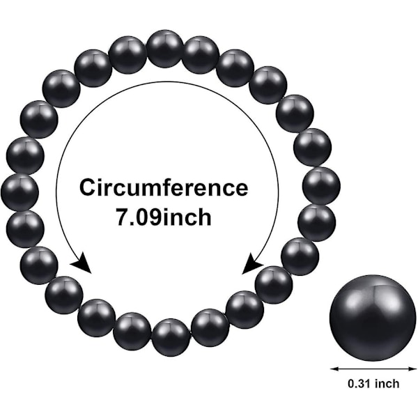 2 stykker Shungit Armbånd med 8 mm Shungit Perler EMF Krystalbeskyttelse Krystalenergi Elastiske Sten Armbånd til Mænd Kvinder