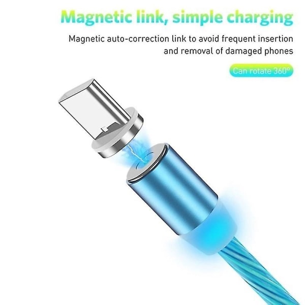 1 st magnetisk laddningskabel för mobiltelefon typ C Flow Ljusljuskabel för LED-kabel (1M Multi