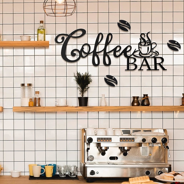 Metallinen kahvipatukkakyltti Maalaismainen takorautainen kahvipatukka Riippuva seinä sisustus Kahviseinätaide