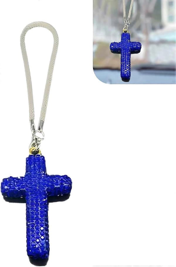 Bling Cross Bilophæng Tilbehør, Krystal Rhinestone Bakspejl Vedhæng, Religiøs