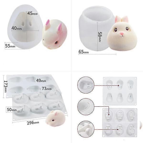 3D Kakedekorasjon Silikonformer Kanin Silikonformer For Baking Dessert Kakeform