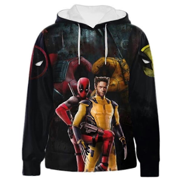 Voksen Menn Deadpool & Wolverine Kostyme Hoodie 3D Trykk Casual Genser Pullover Hettestrikket Topper M