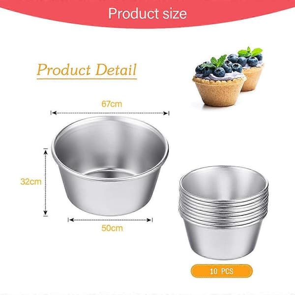 10 Stykker Individuelle Forme Æggetærteforme, Budding- og Cupcakeforme Kopper, Mini Chokolade Smeltedigel Pander style1197