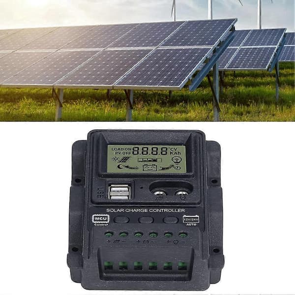 PWM-controllere, strømafbrydelseshukommelse, modstandsdygtighed mod tilbageløb, kredsløb, dobbelt USB-solcellecontroller til batterier (30A) Black