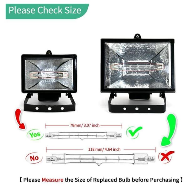 5-pack R7S 118mm 300W 230V, R7S Linear Halogen Bulb, Dimmable Halogen Lamp for Construction Work Landscape Lighting