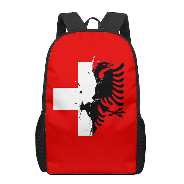 Republikken Albania Flag Barn Skoleveske For Småbarn Utskrift Barneryggsekk Skolesekk Skulderveske Gutter Jenter Bokvesker 11