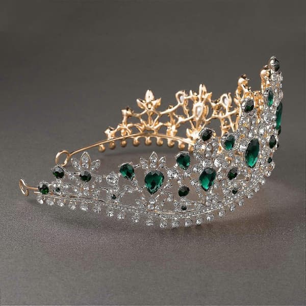 Smaragd bryllupsdiadem for kvinner, brudekrone prinsesse-diadem hodebånd, kostymefesttilbehør til bursdag Halloween babyshower ()