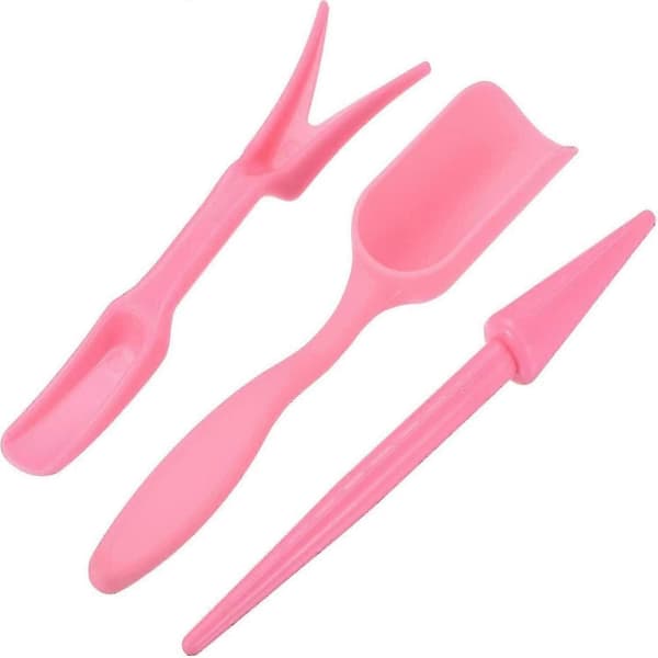 Hage spade håndverktøy for omplanting av sukkulenter, dyrking, graving, skjeer, sett, rosa