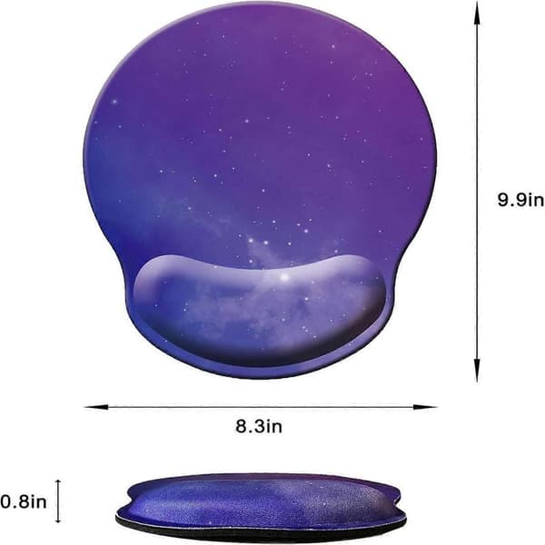 Musematte med håndleddsstøtte, ergonomisk musematte med håndleddsstøtte av memory foam, sklisikker gummibase, stjerneklar himmel lilla