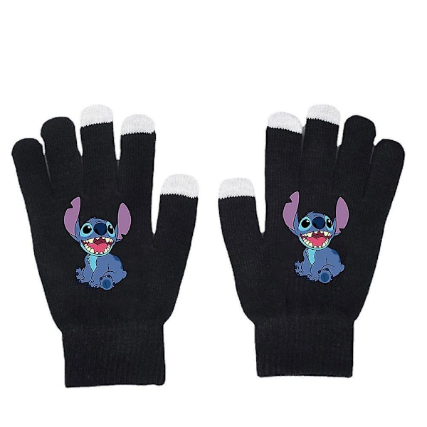 Lilo & Stitch - Täyspitkät talvihanskat, lämpimät, piirroskuvioiset, neulotut hanskat, unisex-lahjat C