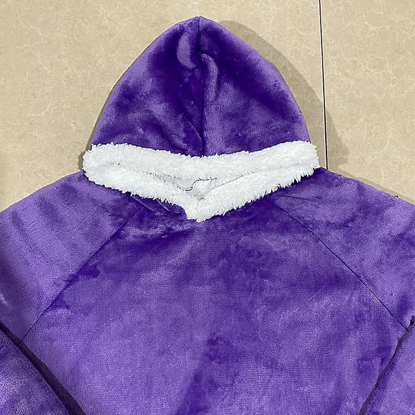 Vintervarm ekstra lang hætte-tæppe plaid fleece voksne badekåbe varm hætte-pullover julegave stil15 Red M (150 length)