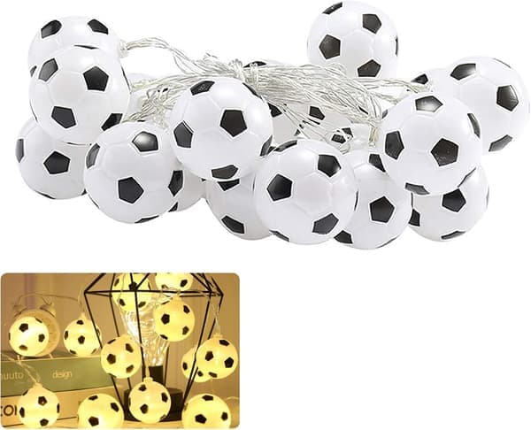 Fodbold Lysslinge LED Fodbold Lysslinge 1,5M Batteridrevet Fodboldformet Lysslinge til Fodboldtema Fest