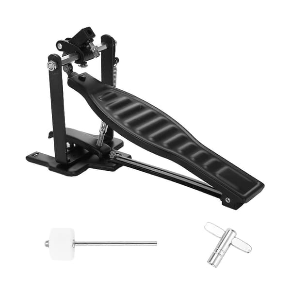 Trommepedal Sort Aluminiumslegering Børne Rack Trommepedal Sæt med Trommestik og Trommenøgle Black