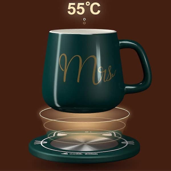 Smart kaffevarmer, kontor oppvarmet kaffekrus, kompatibel med te, melk, grønn