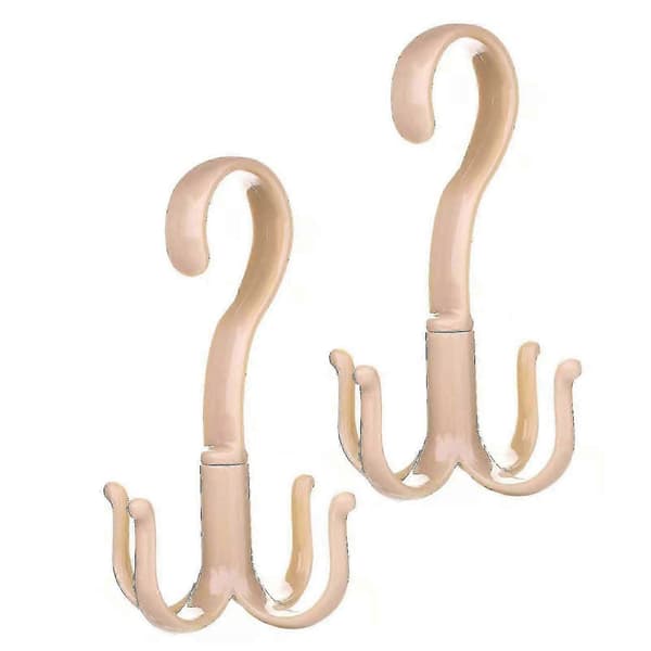 Bæltebøjle Tørklæde Slips Holder Krog Til Skabsorganisator 360 Grader Beige 2pcs
