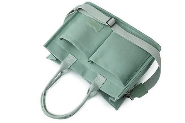 Indkøbstaske til kvinder med rum Lærred Crossbody-tasker til bærbar computer Bog-Grøn Green One Size