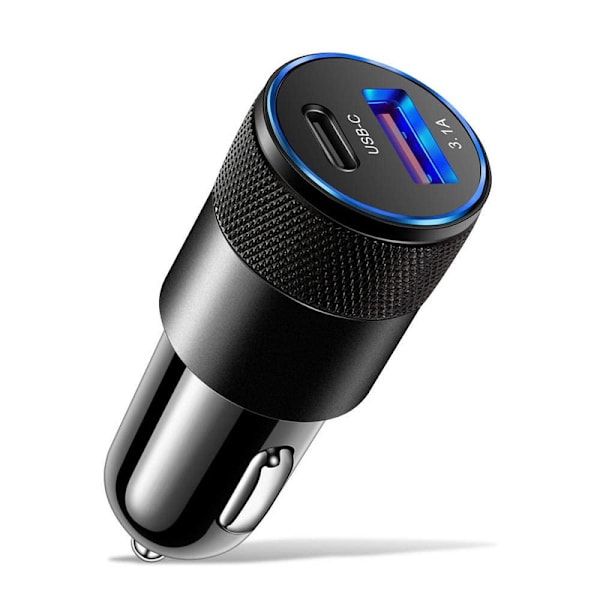 Hurtig 66V bil USB type C-oplader til iPhone, Samsung, Huawei, iPad, tablet og mere (HY)