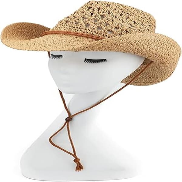 Voksen Solhatt Halm Western Cowboyhatt Khaki