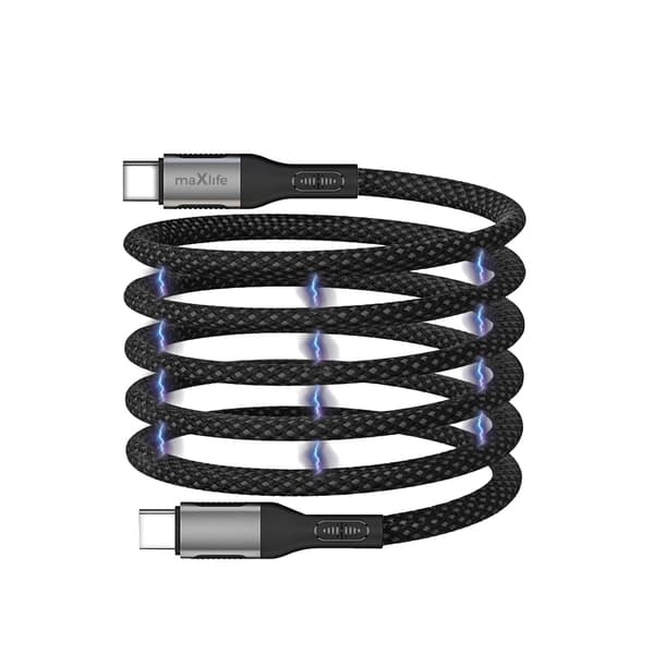 Maxlife MXUC-11 magnetisk kabel USB-C - USB-C 1,0 m 100W sort nylon