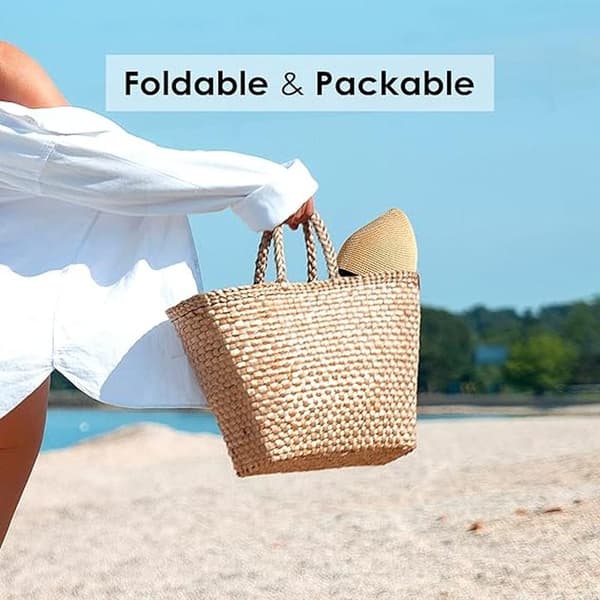 Dame Sol Stråhat Bred Skygge UPF 80 Sommerhat Sammenfoldelig Rulbar Floppy Strandhatte til Kvinder