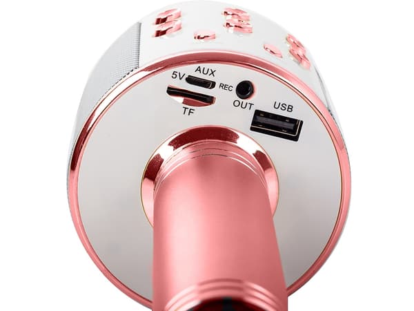 Langaton Bluetooth-karaokemikrofoni pyöreä kaiutin kotelolla, eri tilat Rosa pink
