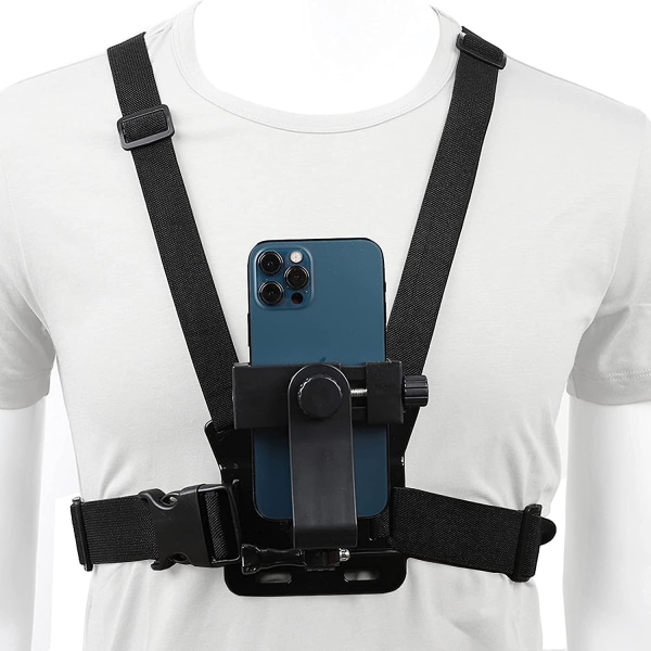 Mobile Phone Chest Mount Harness Strap Holder, Cell Phone Clip Action Camera Pov Compatible With Samsung Iphone Gopro