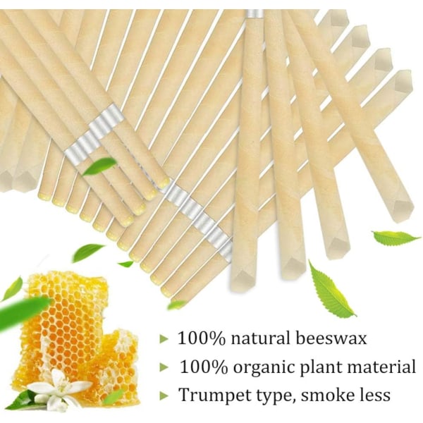 Korvakynttilät, 10 kpl Luonnollinen orgaaninen mehiläisvaha Korvavahanpoistoaine n