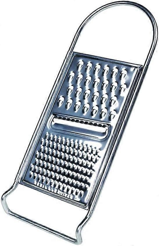 Kraftig flat ostegrinder i rustfritt stål med håndtak, 3-veis multifunksjonell flat matgrinder, sylskarpe tenner