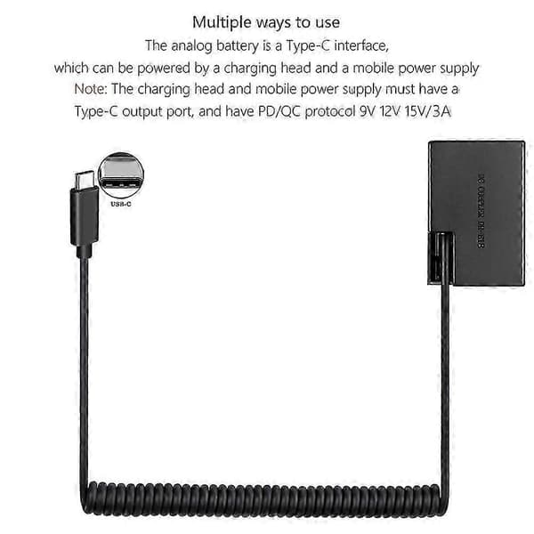 ACK-E18 DR-E18 LP-E17 Dummy Batteri Type-C Strømkobler til Canon EOS 200D 200D II 250D 750D 760D Kamera AC Adapter Kit Svart