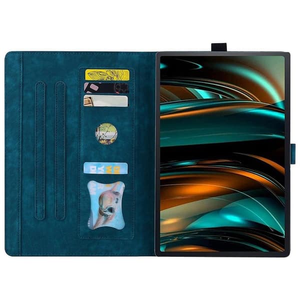 Lærfutteral for Samsung Galaxy Tab A9+ med kattemotiv