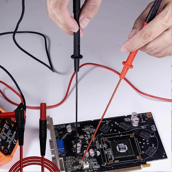 600V10A Multimeter Testledninger Kabel Bagprobe Spids 4mm Interface Længde 24 Centimeter Red&black