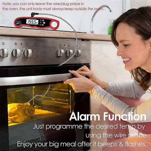 Digital Termometer Ugn Dubbel Probe Matlagningstermometer med Alarmfunktion Lämplig för Kött, Mat
