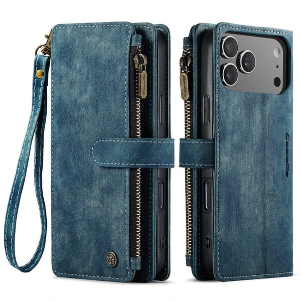 Til iPhone 17 Pro Max Telefoncovers med Rem CASEME C30 Lynlås Flere Kortlommer PU Læder Cover