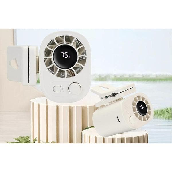 Bil Clip-on Ventilator med LED Display 100 Hastigheder Justerbar til Paraply Camping White One Size