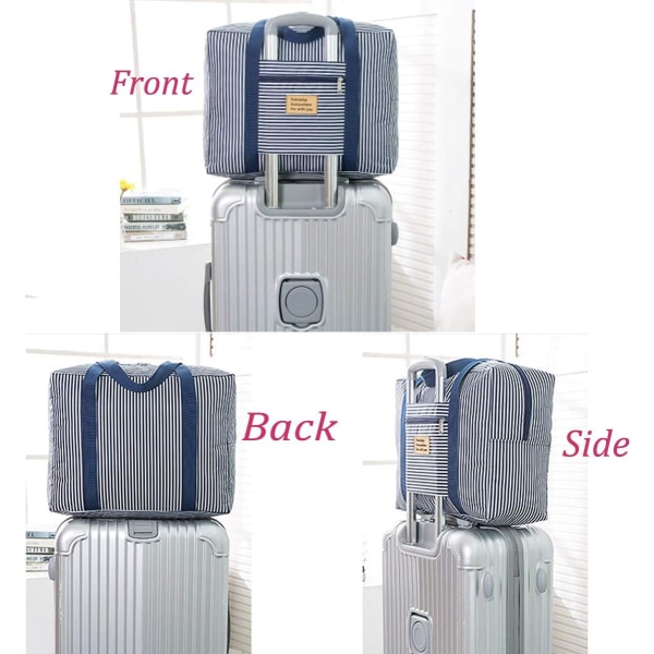 Ultralätt resväska i nylon Vikbar resväska Vattentät organizer för resväska (Blue Stripes resväska)