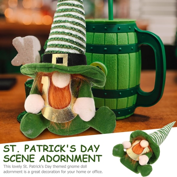 grønn lue dukke ornament Irish Leprechaun Gnomes Doll Festival Desktop Decoration st patricks day leprechaun irske nisser dekorasjoner