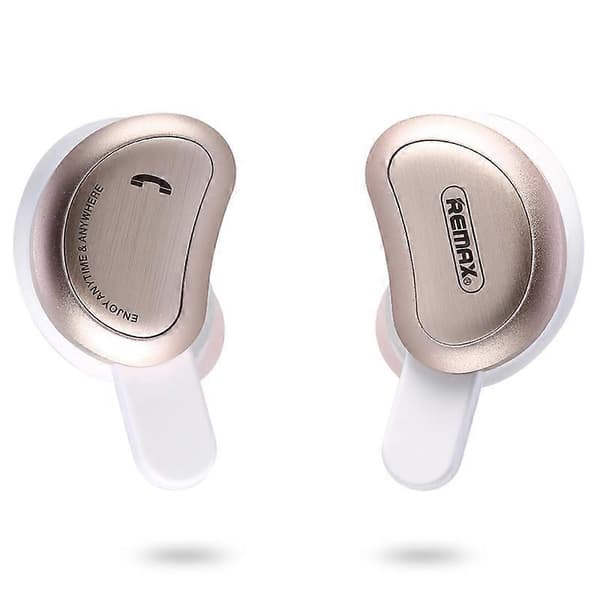 REMAX TWS-1 Halvmåneformet Bluetooth 4.2 Trådløs Bluetooth-øretelefon med ladeboks Gold
