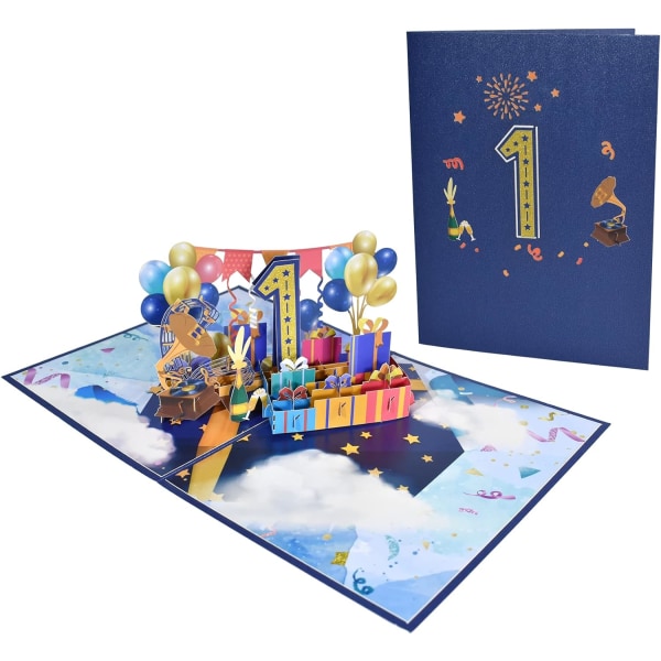 Pop-up syntymäpäiväkortti - 1 3D-onnittelukortti - Syntymäpäiväkortti - Onnittelukortti