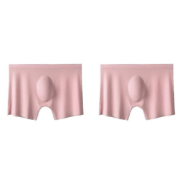 2 stk Mænd Is Silke Undertøj, Herre Boxershorts Sømløse Sexet Undertøj Man Ultratynde åndbare trusser Pink 2XL